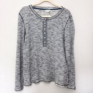 Sundance Navy Blue and White Striped Long Sleeve Tee